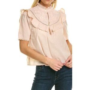 St. Roche NWT Nan Top Wild Rose Ruffle‎ Collar Puff Sleeves Size 6 MSRP $238